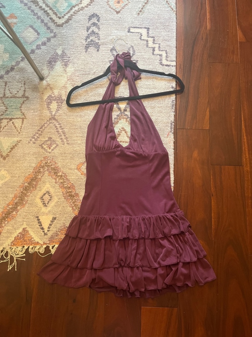 Princess Polly Halter Ruffle Mini romper Dress - burgundy US 6
